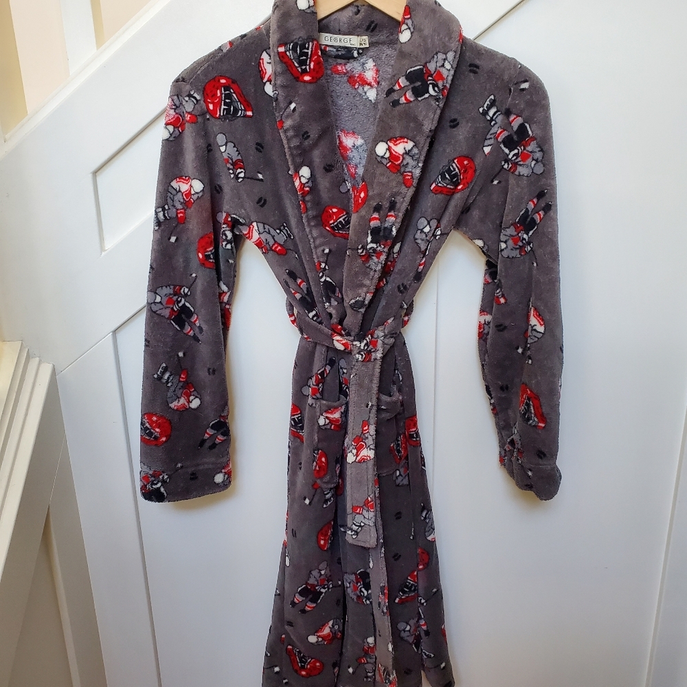 Gray with Red and Black Hockey Plush Robe
